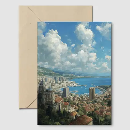 Monaco Cityscape Harbor Oil Painting Art