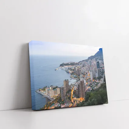Monaco Coastline Aerial View Dusk City