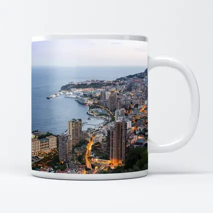 Monaco Coastline Aerial View Dusk City