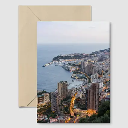 Monaco Coastline Aerial View Dusk City