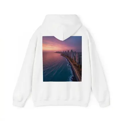 Coastal City Skyline at Pink Sunset
