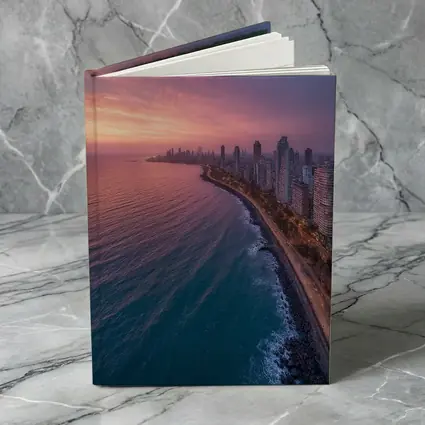 Coastal City Skyline at Pink Sunset