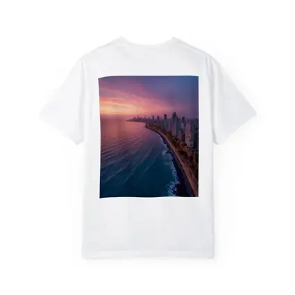 Coastal City Skyline at Pink Sunset