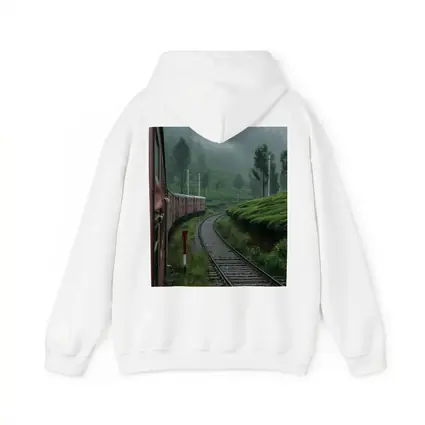 Red Train Winding Through Misty Tea Plantations