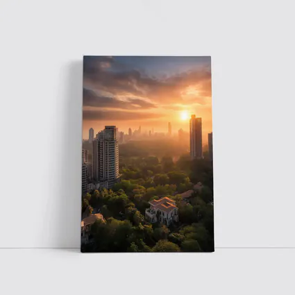 Mumbai Skyline Golden Sunset Aerial City View