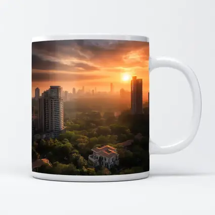Mumbai Skyline Golden Sunset Aerial City View