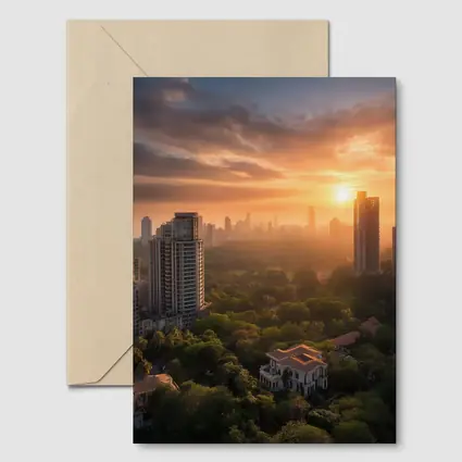 Mumbai Skyline Golden Sunset Aerial City View