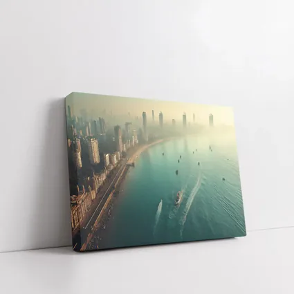 Mumbai Skyline Aerial View Foggy Coastline