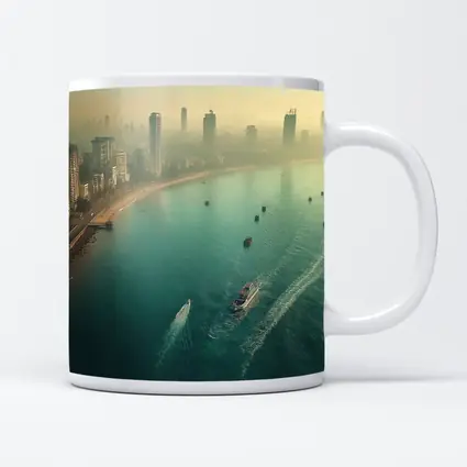 Mumbai Skyline Aerial View Foggy Coastline