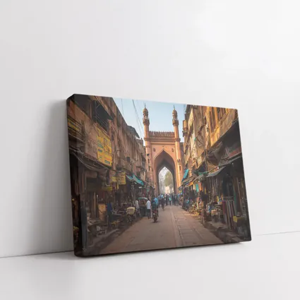 Ancient Mosque Gate Old Indian Bazaar Street