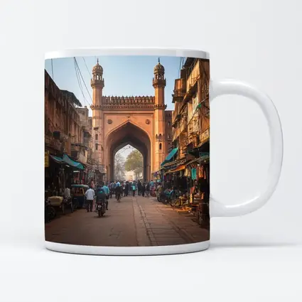 Ancient Mosque Gate Old Indian Bazaar Street