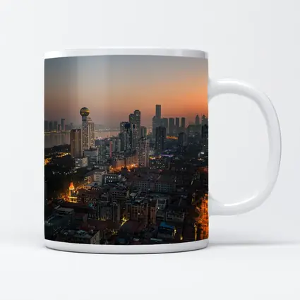 Wuhan China Skyline at Dusk Aerial
