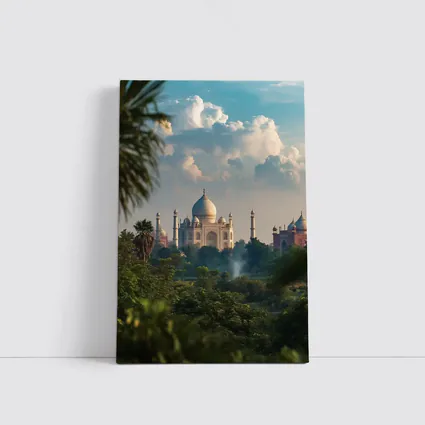 Taj Mahal Rising Above Lush Green Trees