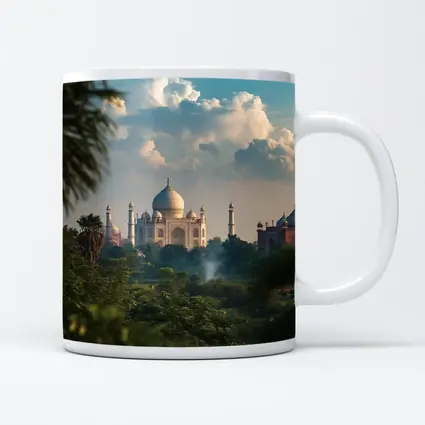 Taj Mahal Rising Above Lush Green Trees