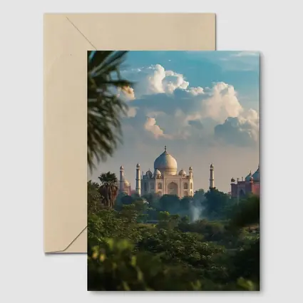 Taj Mahal Rising Above Lush Green Trees
