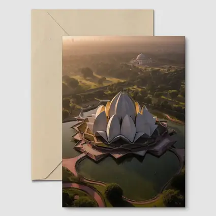 Lotus Temple New Delhi Aerial City View