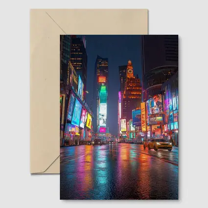 Times Square New York City Rainy Night