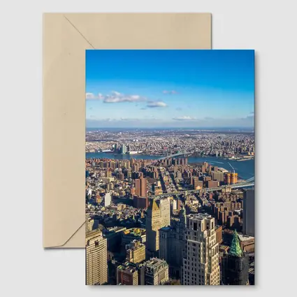 New York City Aerial Skyline Brooklyn Bridge View