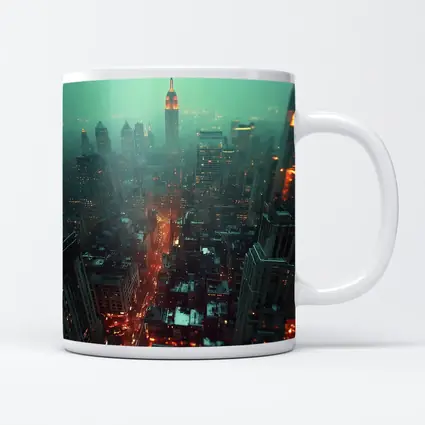 Empire State Building Foggy Night City