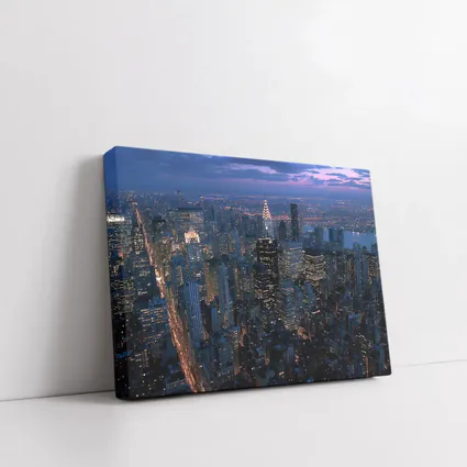New York City Skyline At Dusk Aerial