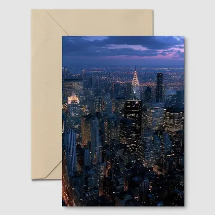 New York City Skyline At Dusk Aerial