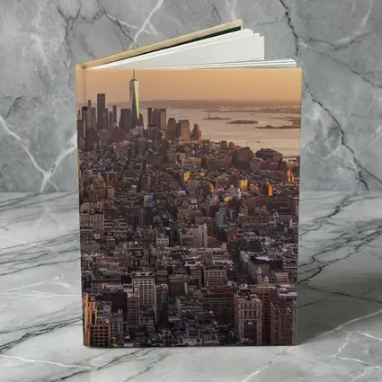 New York City Skyline Golden Sunset Aerial View