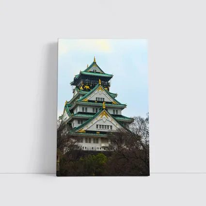 Osaka Castle Green Roofs Overcast Sky