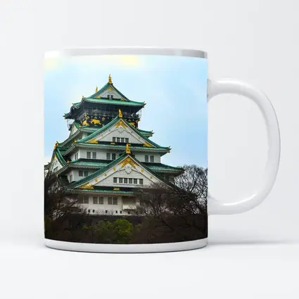Osaka Castle Green Roofs Overcast Sky