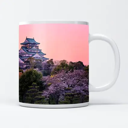 Osaka Castle Cherry Blossoms Pink Sunset