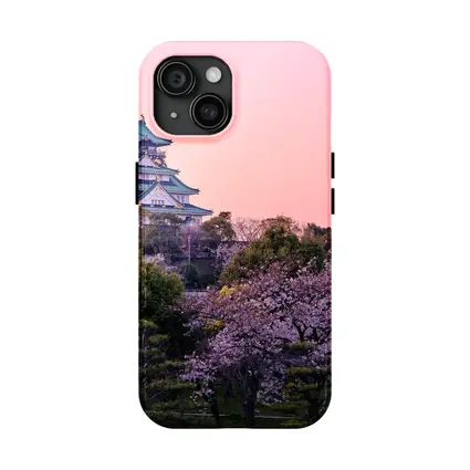 Osaka Castle Cherry Blossoms Pink Sunset