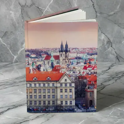 Prague Old Town Rooftops Pink Sky