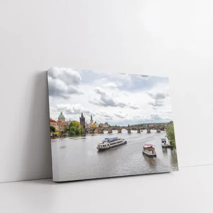 Charles Bridge Prague Vltava River Boats