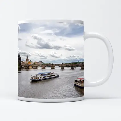 Charles Bridge Prague Vltava River Boats