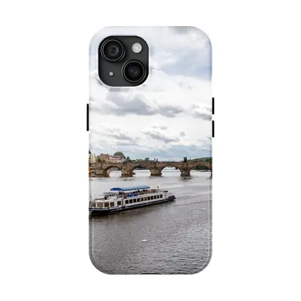 Charles Bridge Prague Vltava River Boats
