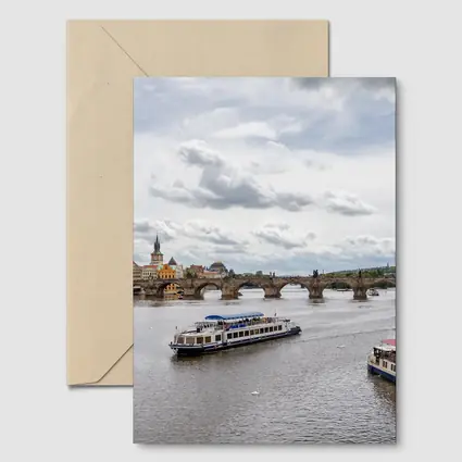 Charles Bridge Prague Vltava River Boats