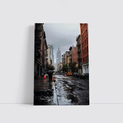 Rainy New York City Street Empire State