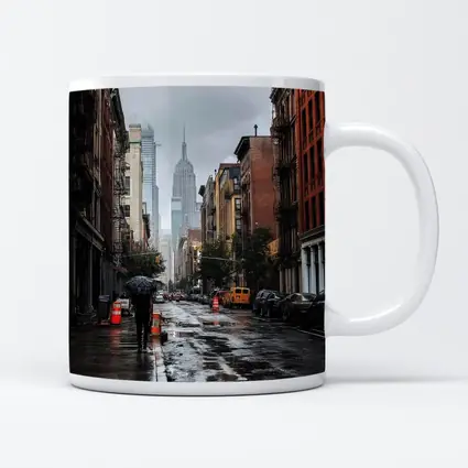 Rainy New York City Street Empire State