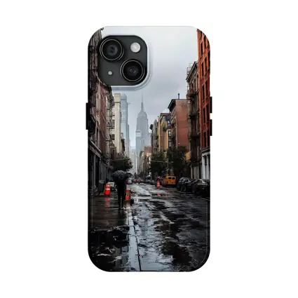 Rainy New York City Street Empire State