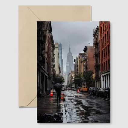 Rainy New York City Street Empire State