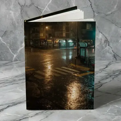 Rainy City Street Corner At Night