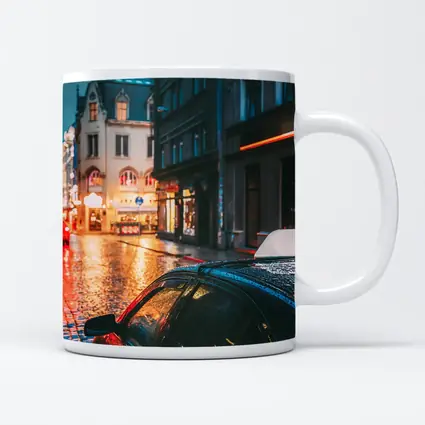 Rainy City Street Night Wet Cobblestones