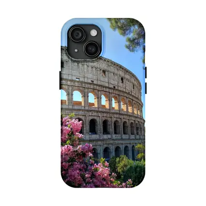 Rome Colosseum Pink Flowers Blue Sky