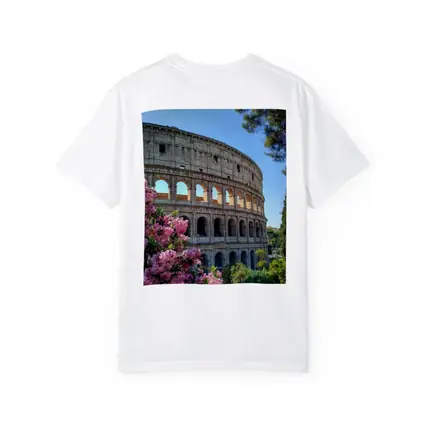 Rome Colosseum Pink Flowers Blue Sky