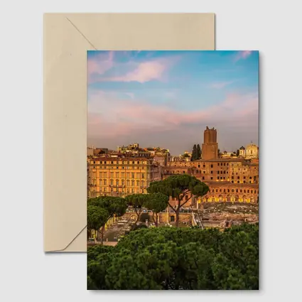 Rome Italy Skyline at Golden Sunset
