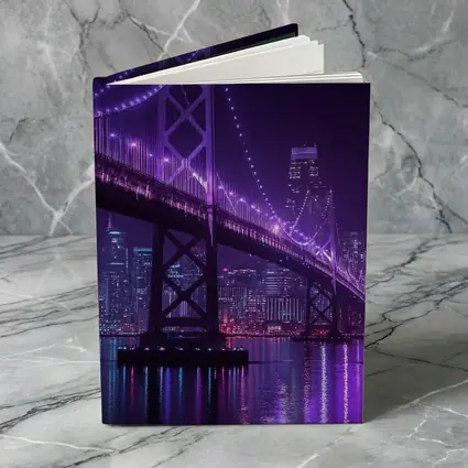 Bay Bridge Purple Night Lights City Skyline