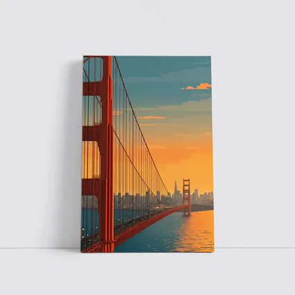 Golden Gate Bridge San Francisco Sunset Illustration