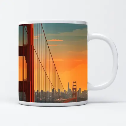 Golden Gate Bridge San Francisco Sunset Illustration
