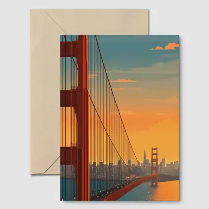 Golden Gate Bridge San Francisco Sunset Illustration