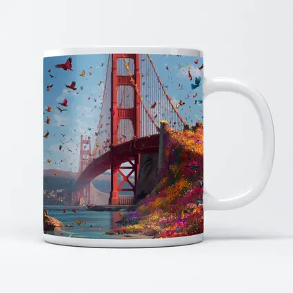 Golden Gate Bridge Flowers Butterflies Blue Sky