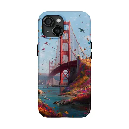 Golden Gate Bridge Flowers Butterflies Blue Sky